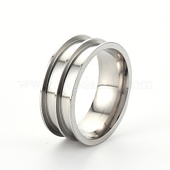 Noyau de bague en acier inoxydable 201 résistant au ternissement pour la fabrication de bijoux incrustés&nbsp;RJEW-ZX002-05-8