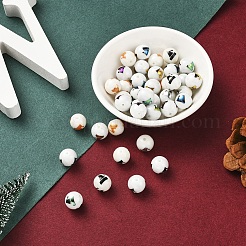 80pcs 8 couleurs de perles de verre opaques de Noël&nbsp;EGLA-YW0001-06