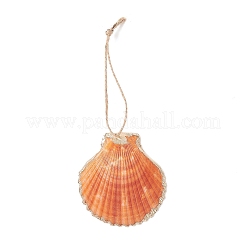 Pendentifs décoratifs en coquillage multicolores plaqués électrolytique&nbsp;HJEW-JM04622