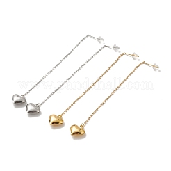 PVD-Vakuumbeschichtung 304 Edelstahl lange Kette mit baumelnden Herz-Ohrsteckern für Damen&nbsp;EJEW-A068-03G