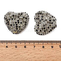 Cuentas de corazón acrílicas brillantes con adornos de rhinestone&nbsp;OACR-NH0001-02B-06