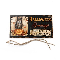 Porte en bois halloween suspendu panneau de bienvenue&nbsp;HJEW-Z002-02B