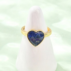 Anillos de lapislázuli natural con detalles de latón.&nbsp;G-H353-03G-02