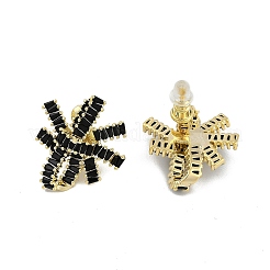 Orecchini a bottone da donna in ottone con micro pavé di zirconi cubici&nbsp;EJEW-Q391-28G-01