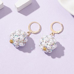 Orecchini a monachella pendenti con sfera da discoteca in argilla polimerica e strass&nbsp;EJEW-JE05297-01