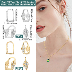 4 Stück 2 Farben 925 Sterling Silber Zirkonia Anhänger Bügel&nbsp;STER-BBC0008-35