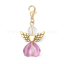 Pendentif décoratif en forme d'ange en forme de cœur en verre transparent&nbsp;HJEW-JM04410