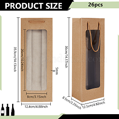 Rechteckige Papiertüten zum Verpacken von Blumensträußen und Wein mit Seilgriffen und sichtbarem Fenster&nbsp;ABAG-WH0072-001