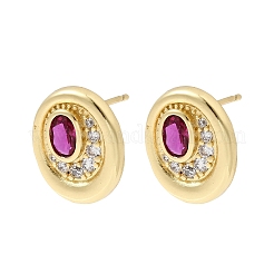 Pendientes de tuerca de circonio cúbico con micro pave de latón&nbsp;EJEW-G471-13G-06