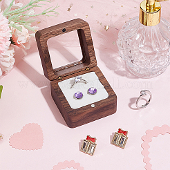 Cajas magnéticas de regalo con forma de anillo de madera cuadrado&nbsp;CON-WH0089-109B