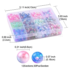 360 stücke 12 stil regenbogen abs kunststoff nachahmung perlenperlen&nbsp;OACR-YW0001-02