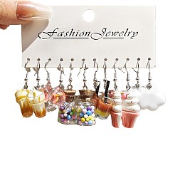 6 Set niedlicher Miniatur-Ohrhänger aus Kunstharz und Dessert-Lebensmitteln&nbsp;FS-WGC6E73-01