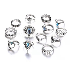 13 stücke 13 stil strass fingerringe set&nbsp;AJEW-PW0005-03AS