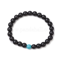 Stretch-Armbänder aus synthetischen türkisfarbenen Perlen für Frauen und Männer&nbsp;BJEW-JB11552-01