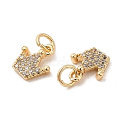 Placage de crémaillère en laiton micro pavé pendentifs en zircone cubique claire&nbsp;KK-E081-14G