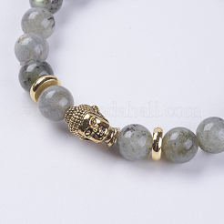 Natur Labradorit Perlen Stretch-Armbänder&nbsp;BJEW-E325-D13