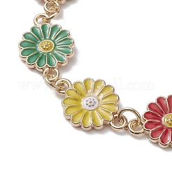 Sonnenblumen-Gliederarmbänder aus Zinklegierung mit Emaille für Damen&nbsp;BJEW-JB10246