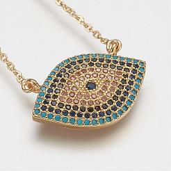 Colliers en laiton avec pendentif avec zircone cubique de micro pave&nbsp;NJEW-j051-10G