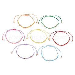 7 set di braccialetti di perline intrecciate in vetro rotondo regolabile in 7 colori per donna&nbsp;BJEW-MZ00288