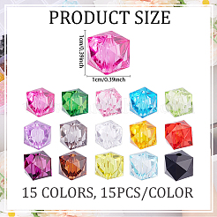225pcs 15 Farben transparente Acrylperlen&nbsp;OACR-ME0001-03