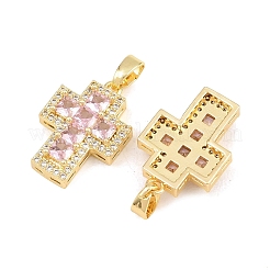 Pendentifs en laiton de Pâques avec zircon cubique rose&nbsp;KK-E800-10G