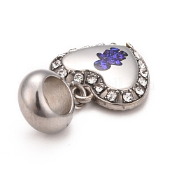 304 Edelstahl Kristall Strass europäischen baumeln Charms&nbsp;STAS-F278-04P