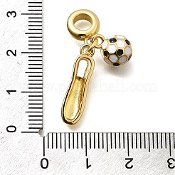 Messing weiß & schwarz Emaille Fußballschuhe europäischen Anhänger Charms&nbsp;KK-Z093-11G