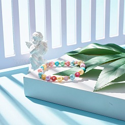 Bracciale elasticizzato con perline in acrilico con cuore da donna&nbsp;BJEW-JB07564