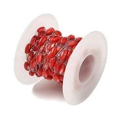 Chaînes en acier inoxydable 304 avec perles de coquillage teintées&nbsp;STAS-B067-03P-01