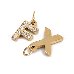 26 ciondolo in acciaio inossidabile 304 con micro pavé di zirconi cubici trasparenti&nbsp;STAS-G359-08G