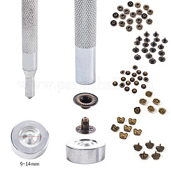 18 Sätze Krone & Bogenknoten & Rosenblume Messing Leder Druckknöpfe Verschluss-Kits&nbsp;SNAP-YW0001-05AB