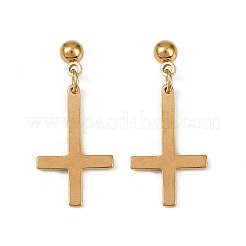 Christliche Ohrstecker mit umgedrehtem Kreuz aus Edelstahl 201&nbsp;EJEW-P314-01A-G