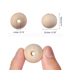 Natürliche unfertige Holzperlen&nbsp;WOOD-S651-20mm-LF