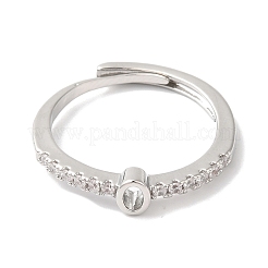 Anneaux réglables en laiton plaqué avec zircone cubique&nbsp;RJEW-S407-09P-10
