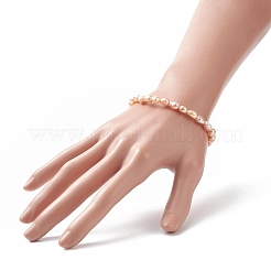 Braccialetto elastico con perline di perle naturali da donna&nbsp;BJEW-JB09188