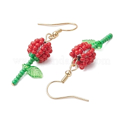 Boucles d'oreilles pendantes en forme de fleur avec perles de rocaille rondes en verre de qualité A&nbsp;EJEW-MZ00451-04
