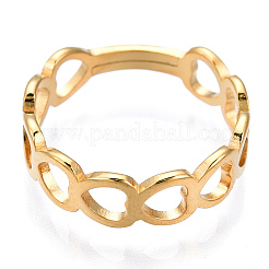 Placcatura ionica (ip) 304 acciaio inossidabile cuore cavo anello regolabile per le donne&nbsp;RJEW-T027-11G