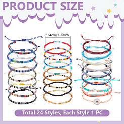 24 Stück 1 Beutel Kordel geflochtene Armbänder & Glasperlen geflochtene Perlenarmbänder&nbsp;BJEW-UN0002-03