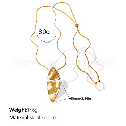 Colliers longs avec pendentif feuille texturé en acier inoxydable 304&nbsp;WGDFF54-02