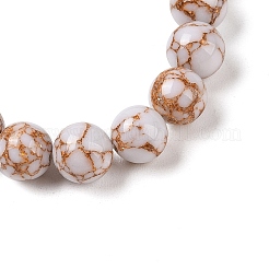 Braccialetti elasticizzati con perline rotonde turchesi sintetiche (tinte).&nbsp;G-U005-01C-08