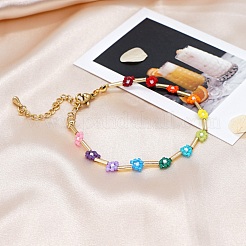 Bracciale da donna con perline di fiori di margherita con semi di vetro miyuki&nbsp;BJEW-A121-66