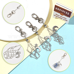 6 Stück 3 Stile Mondlegierung Schwenk-Hummer-Klauenverschlüsse & Messing-Kabelketten&nbsp;AJEW-SC0003-98P