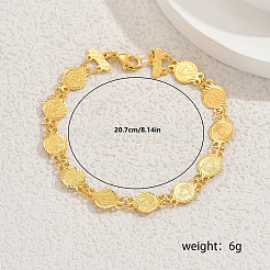 Eleganti bracciali a maglie in ottone con motivo a moneta per donna&nbsp;XU8687