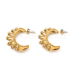 Orecchini a bottone in acciaio inossidabile 304 a forma di C per donna&nbsp;EJEW-G444-01G