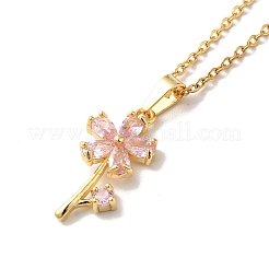 Halskette mit Anhänger „Blume des Lebens“ aus kubischem Zirkonia und Ohrstecker mit Diamanten&nbsp;SJEW-M099-01G