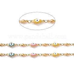 Mano di hamsa smaltata con catene a maglie malocchio&nbsp;CHS-G023-02G-02