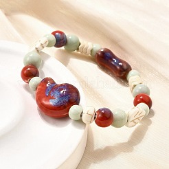 Handgefertigte Porzellanperlen & synthetische Howlithperlen Stretch-Armbänder für Frauen&nbsp;LS-BJEW-D307-01A