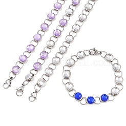 Bracciali da donna con catena a maglie in acciaio inossidabile 304 e vetro.&nbsp;GL-T001-02A