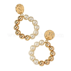 Boucles d'oreilles pendantes en alliage de plastique et perles rondes&nbsp;FS-WG641A5-01