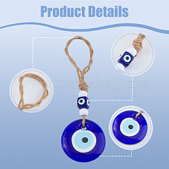 4 Stück 4 Stile flach rund mit bösen Augen handgemachte Bunte Malerei Anhänger Dekoration&nbsp;HJEW-FH0001-68